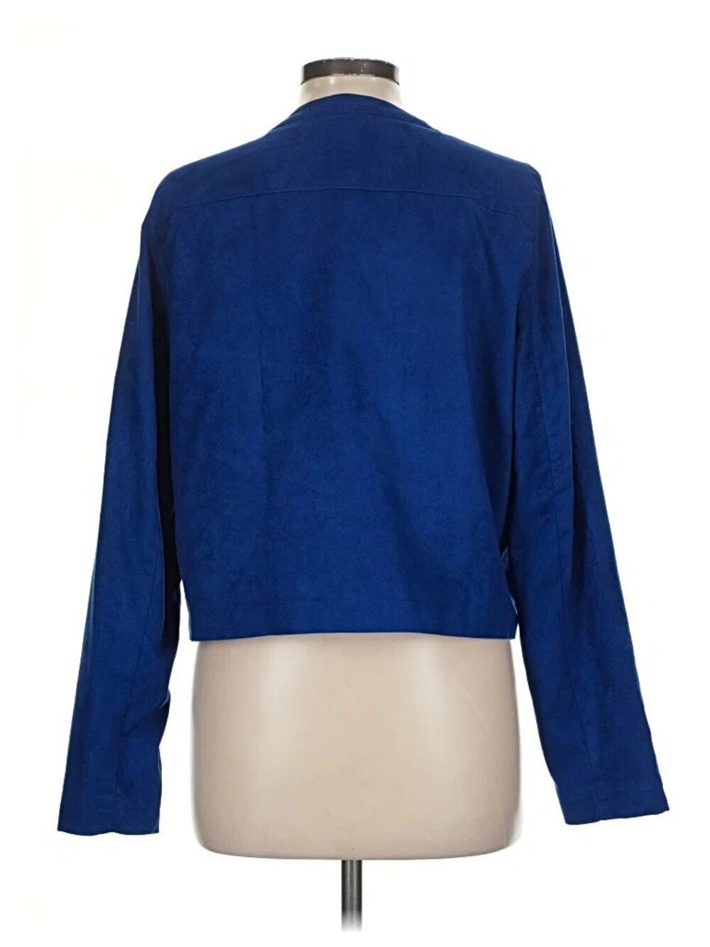 Who What Wear Blue Faux Suede Moto Jacket Size Small Zip Pockets - Picture 2 of 11